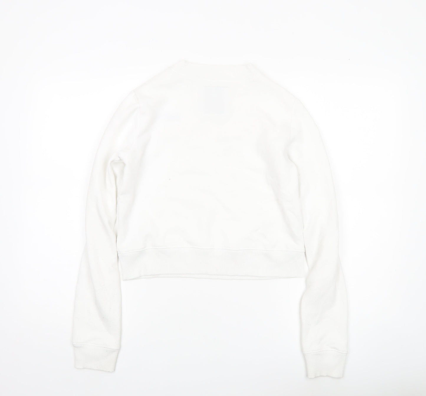 Hollister Womens White XS Crew Neck Sweatshirt Rainbow Stripe Cotton Blend