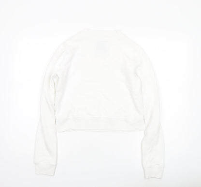 Hollister Womens White XS Crew Neck Sweatshirt Rainbow Stripe Cotton Blend