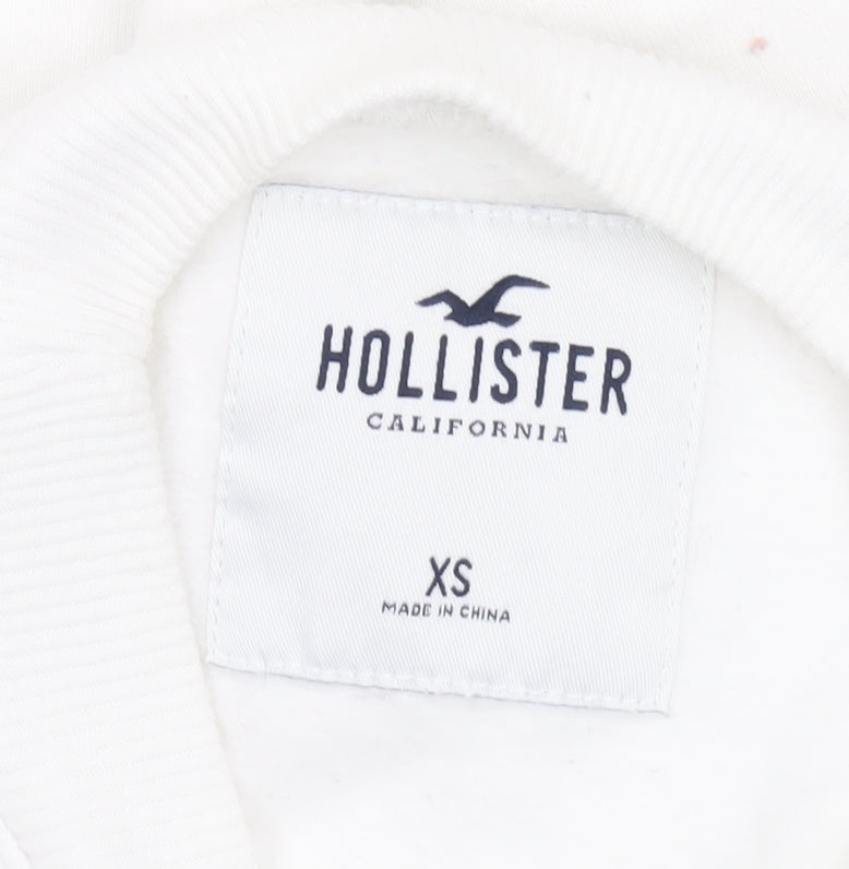 Hollister Womens White XS Crew Neck Sweatshirt Rainbow Stripe Cotton Blend