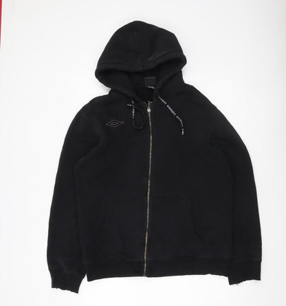 Umbro Men’s Black Full Zip Hoodie Size M Sportswear Cotton Blend