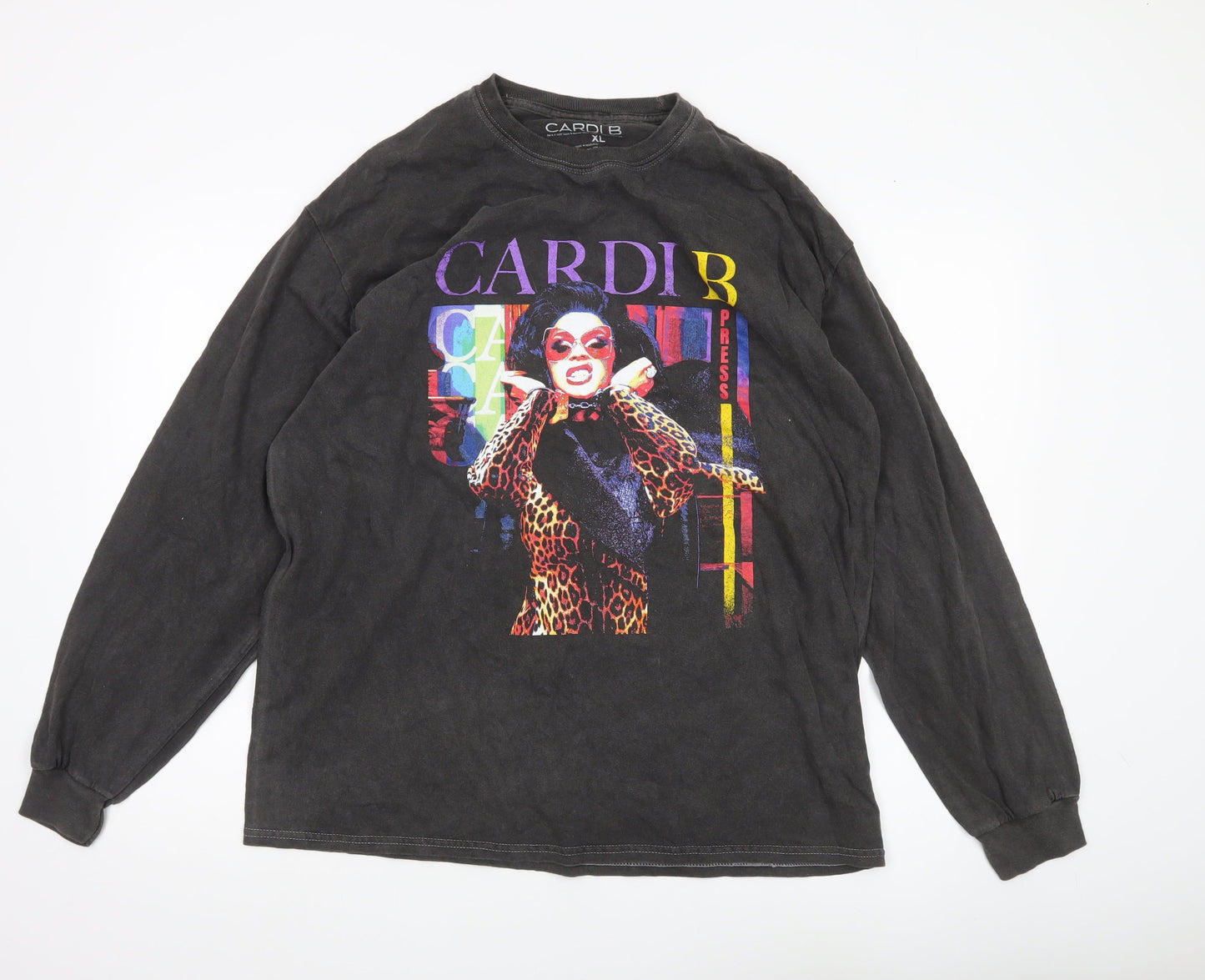Cardi B Men’s Black XL Graphic Long Sleeve Cotton T-Shirt