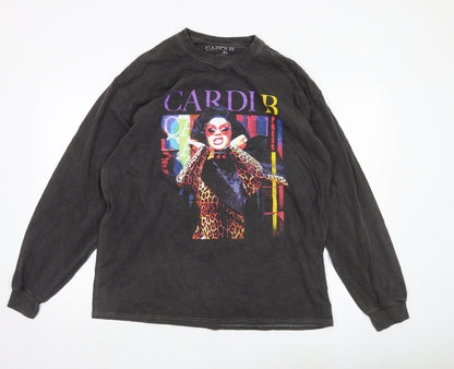 Cardi B Men’s Black XL Graphic Long Sleeve Cotton T-Shirt