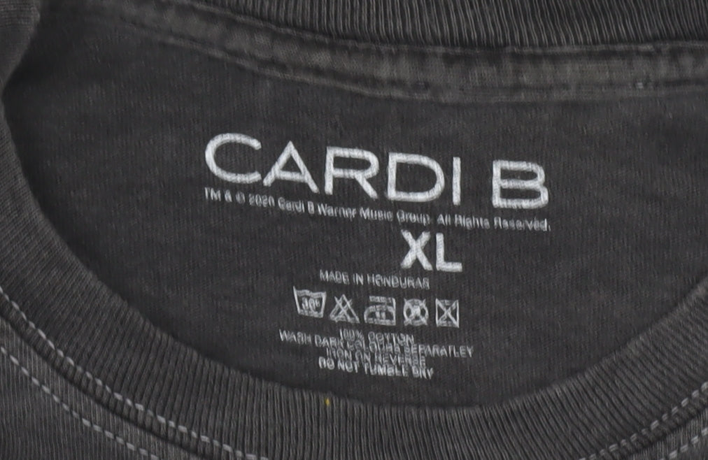 Cardi B Men’s Black XL Graphic Long Sleeve Cotton T-Shirt