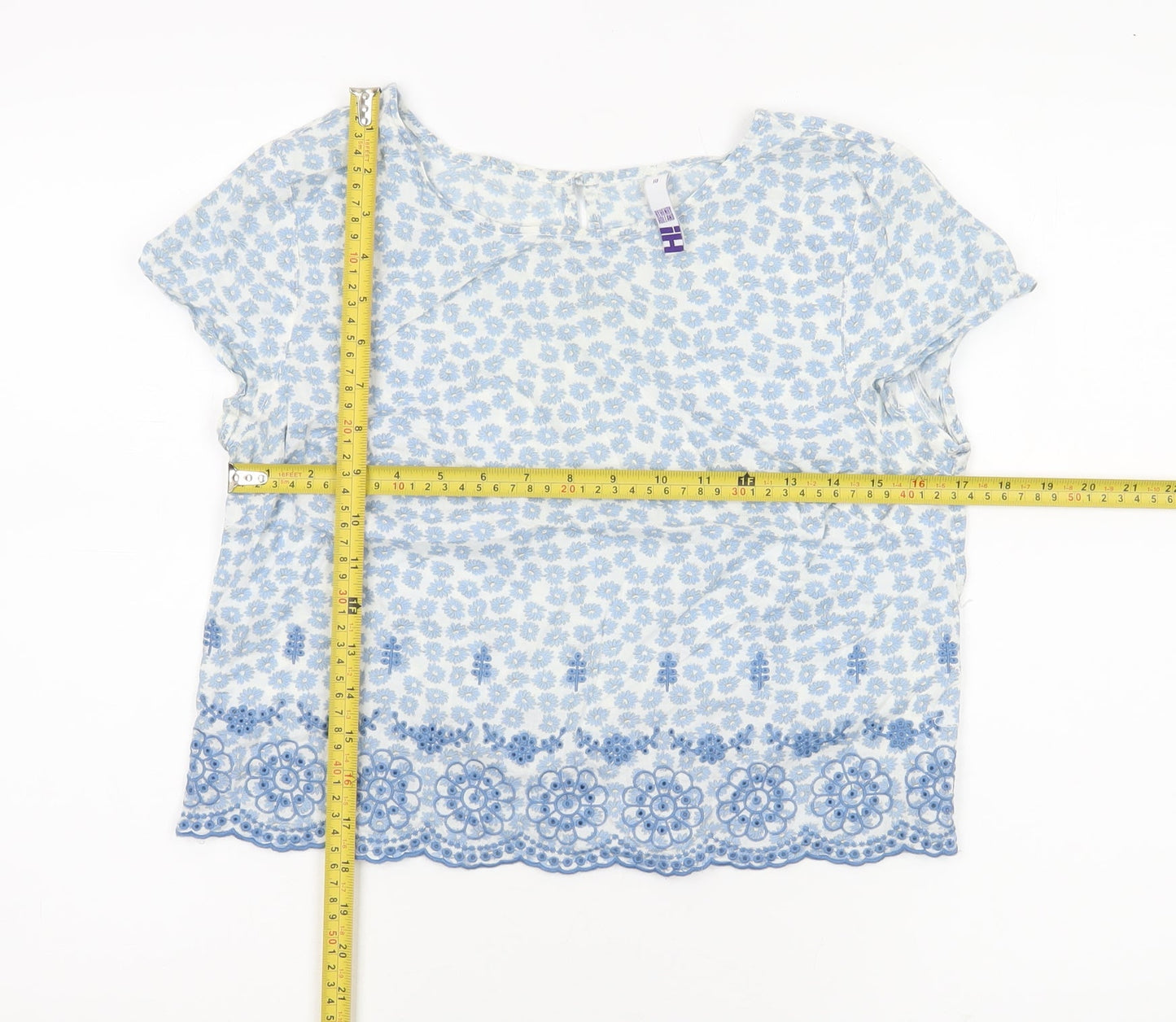 Womens UK Size 10 Henry Holland Blue Cropped Blouse