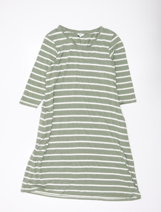 Cotton Traders Womens Green Striped T-Shirt Dress Size 14