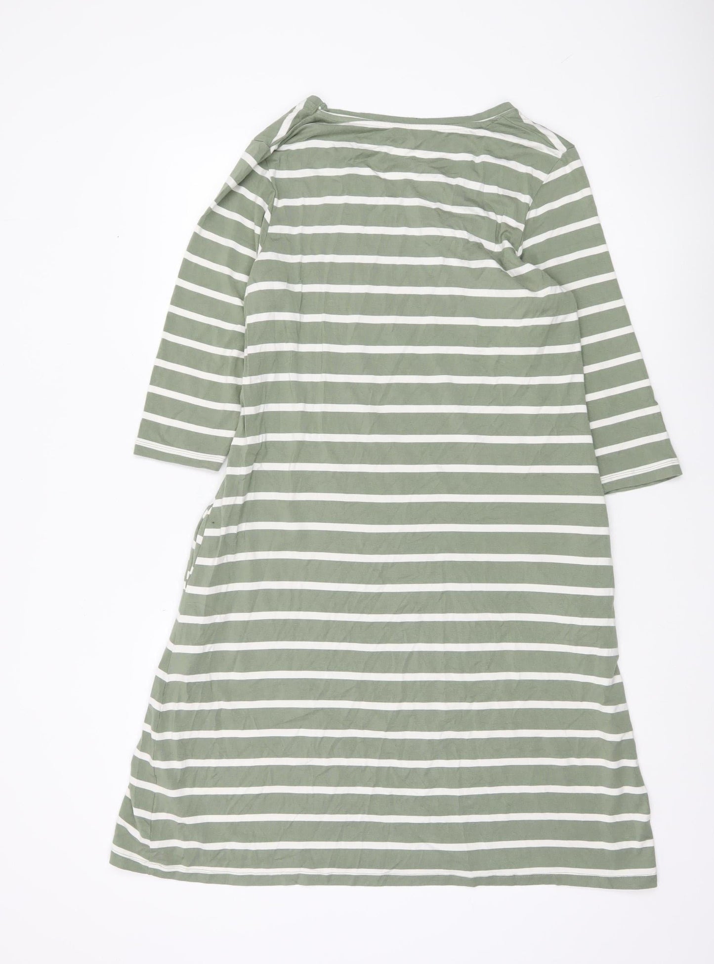 Cotton Traders Womens Green Striped T-Shirt Dress Size 14