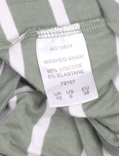 Cotton Traders Womens Green Striped T-Shirt Dress Size 14