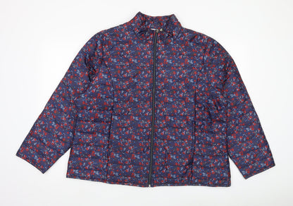 Anne de Lançay Womens Blue Floral Puffer Jacket XL