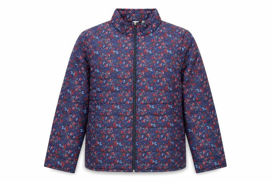 Front view of Anne de Lançay women’s blue floral puffer jacket xl