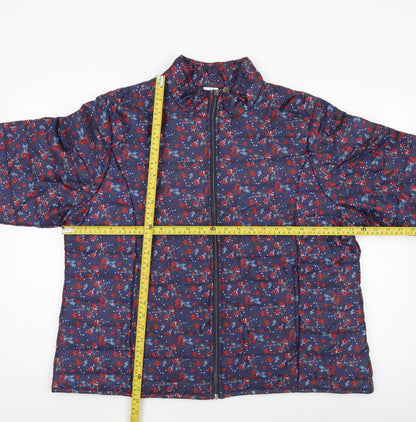 Anne de Lançay Womens Blue Floral Puffer Jacket XL