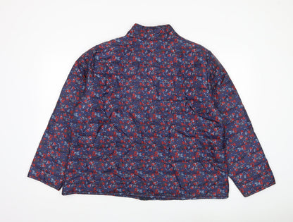 Anne de Lançay Womens Blue Floral Puffer Jacket XL