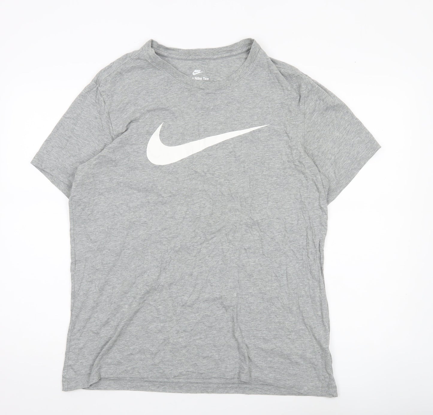 Nike Men's Grey Large Sports Logo T-Shirt Crew Neck