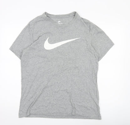 Nike Men's Grey Large Sports Logo T-Shirt Crew Neck