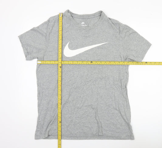 Nike Men's Grey Large Sports Logo T-Shirt Crew Neck