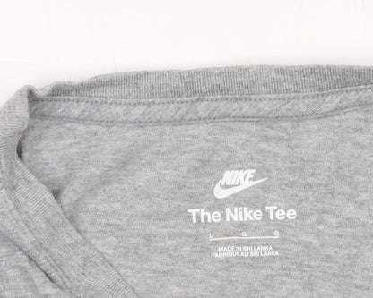 Nike Men's Grey Large Sports Logo T-Shirt Crew Neck