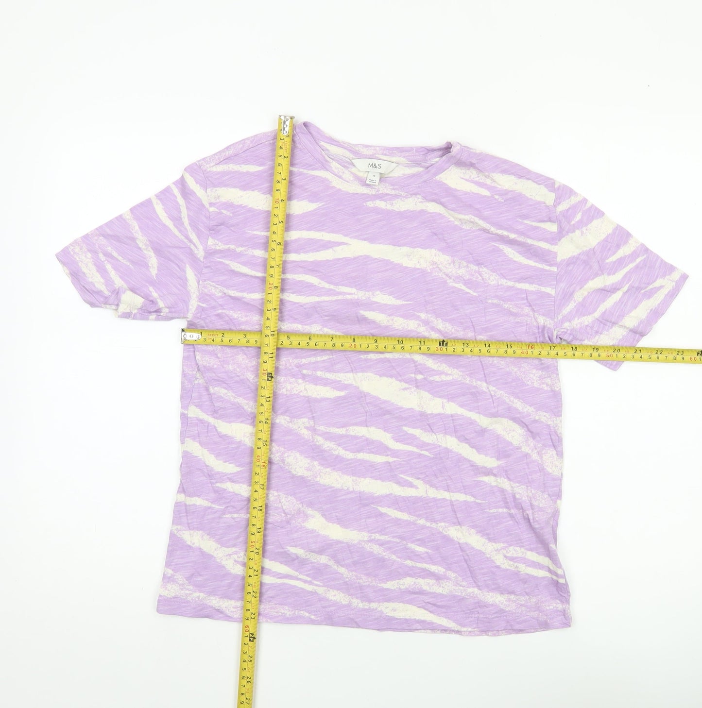 Marks and Spencer Womens Purple Animal Print T-Shirt Size 10