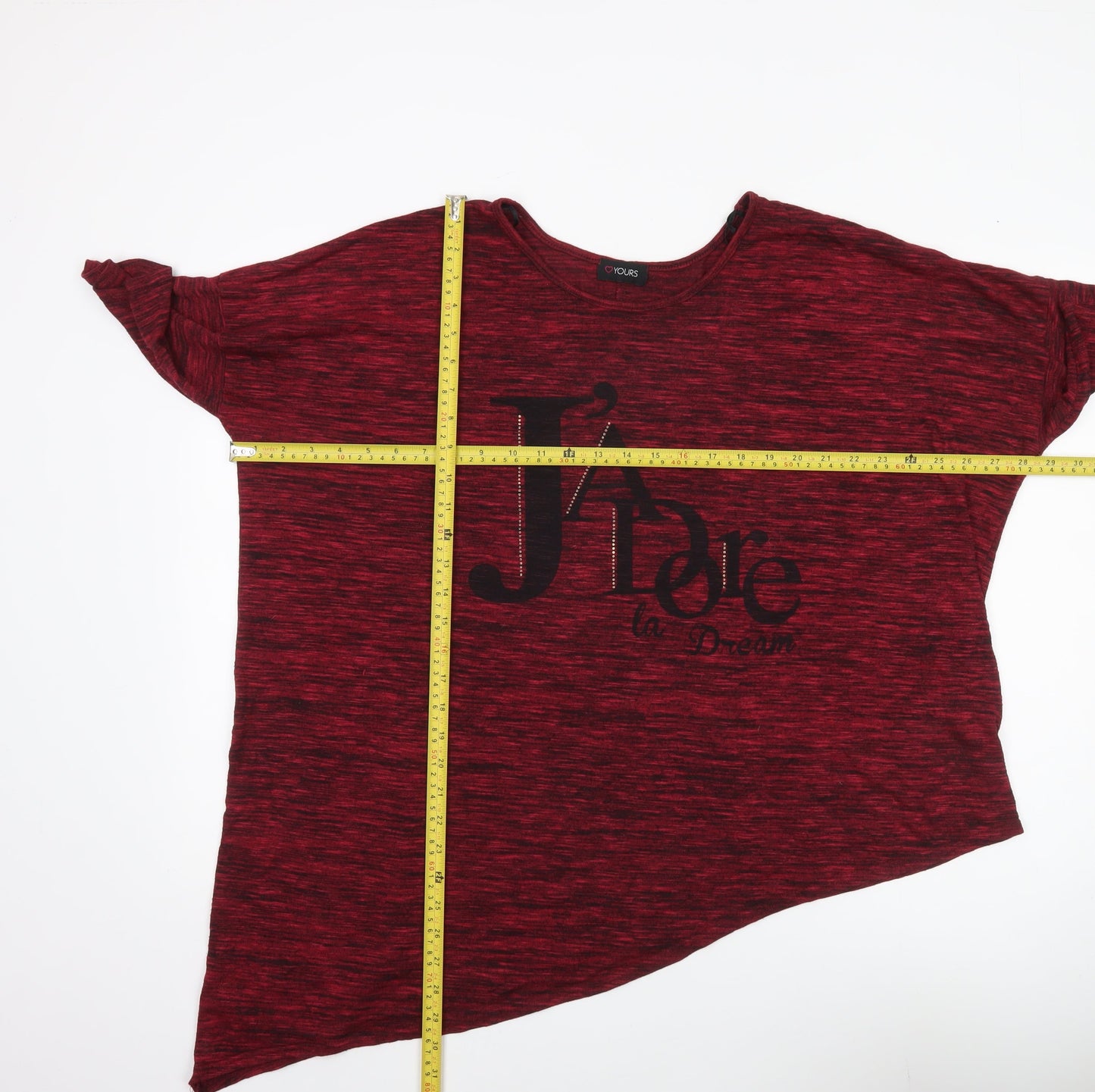 Womens UK Size 20 Yours Red Basic T-Shirt