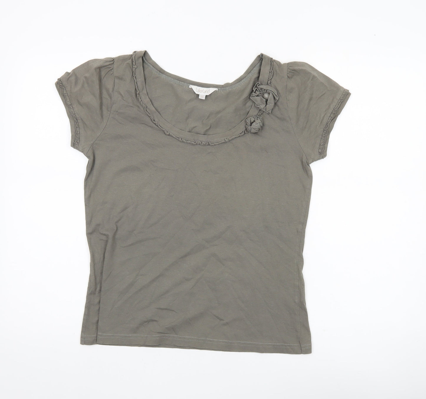 Womens UK Size 14 Lakeland Grey Basic T-Shirt