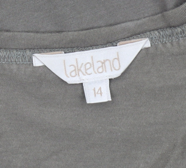 Womens UK Size 14 Lakeland Grey Basic T-Shirt
