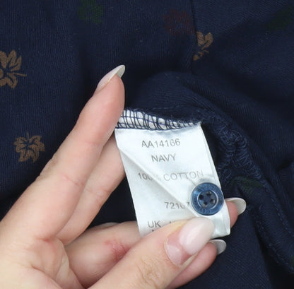 Cotton Traders Men’s Blue Floral Polo Shirt Size M Short Sleeve