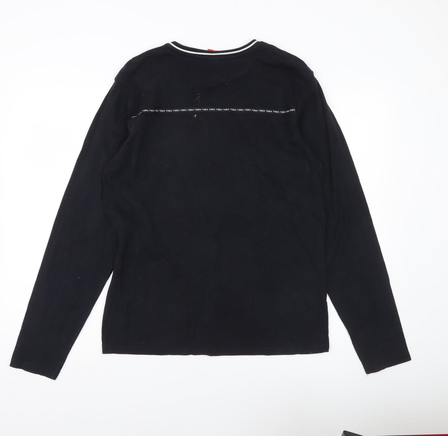 LFC Men’s Black Long Sleeve Cotton Crew Neck Casual Top M
