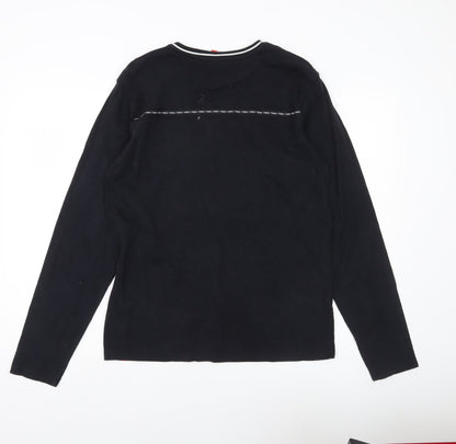LFC Men’s Black Long Sleeve Cotton Crew Neck Casual Top M