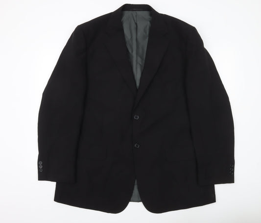 F&F Men’s Black Blazer Jacket Size 44 Regular Fit Two Button