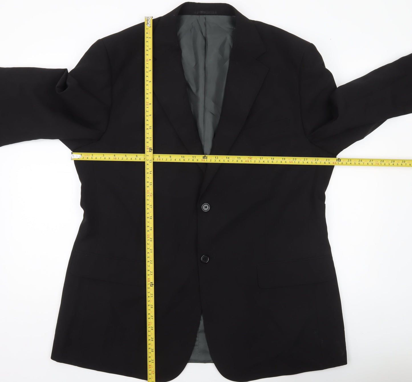 F&F Men’s Black Blazer Jacket Size 44 Regular Fit Two Button