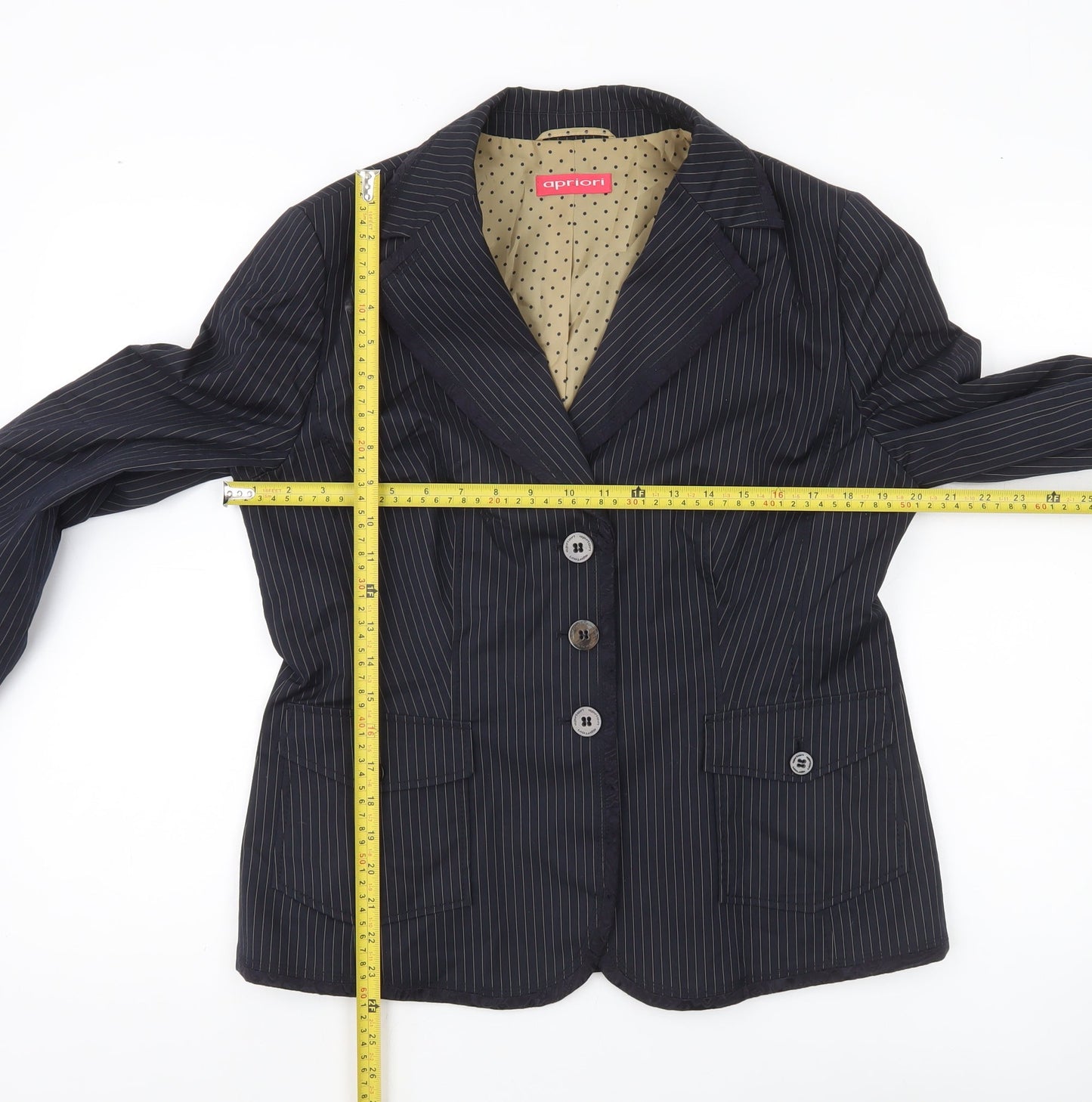Apriori Women's Blue Pinstripe Blazer Size 16 Regular Fit