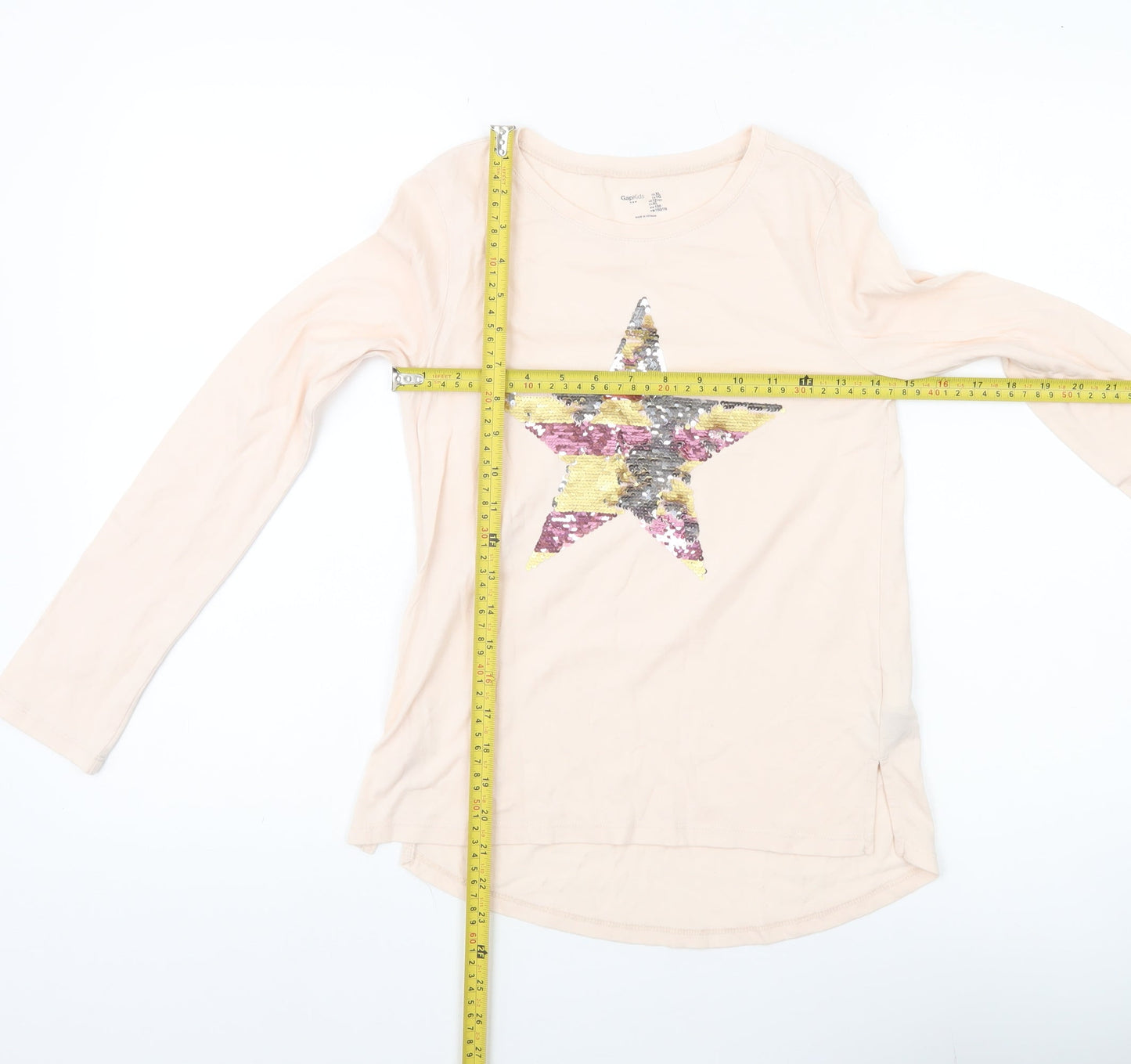 Gap Kids Girls Beige Sequin Star Long Sleeve T-Shirt UK 12 Years XL