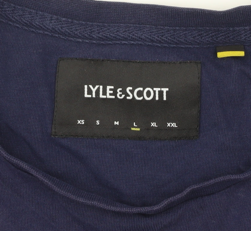 Lyle & Scott Men’s Blue Cotton Crew Neck Logo T-Shirt Size L