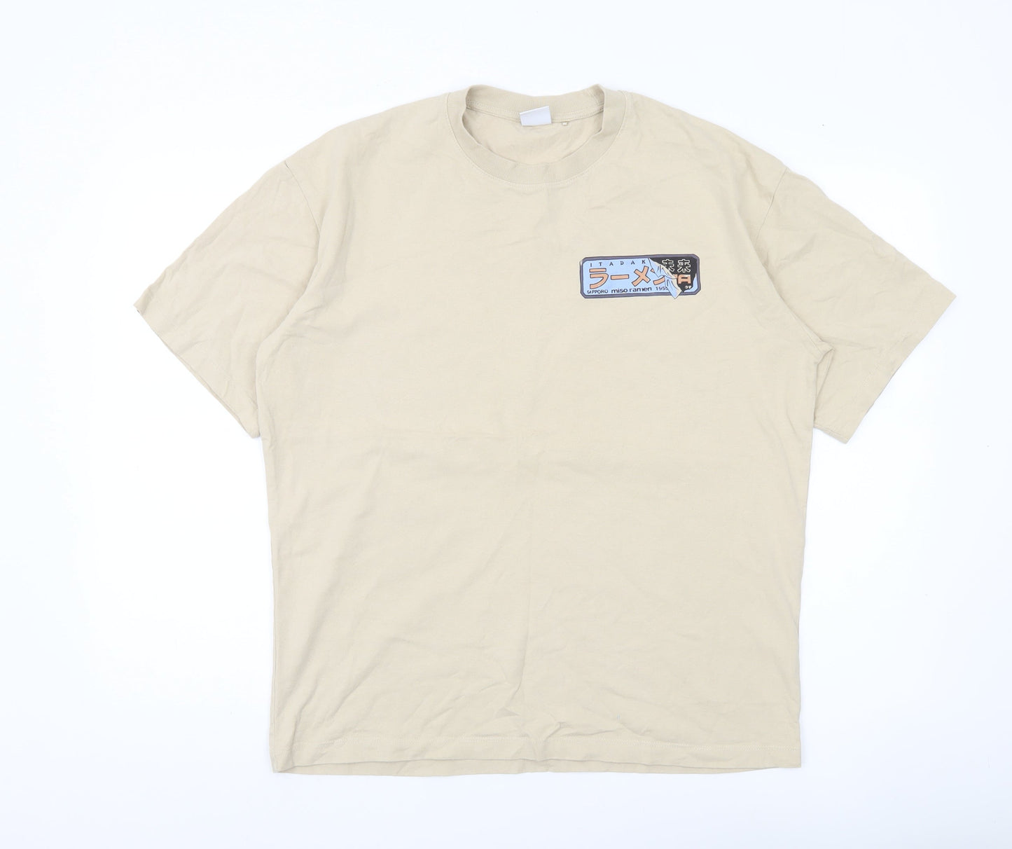 Mens UK Size XS Bershka Beige  T-Shirt