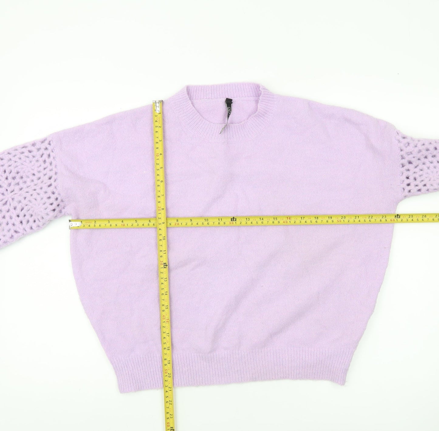 Golden Days Paris Womens Purple Crochet Sleeve Jumper M