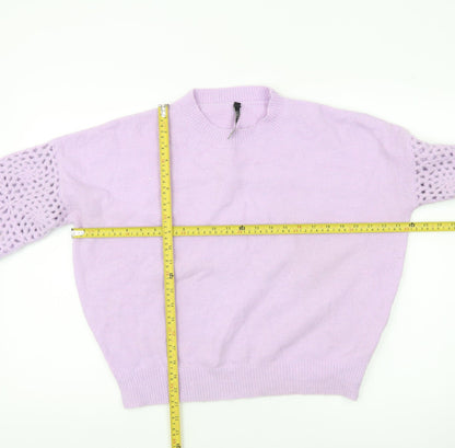 Golden Days Paris Womens Purple Crochet Sleeve Jumper M