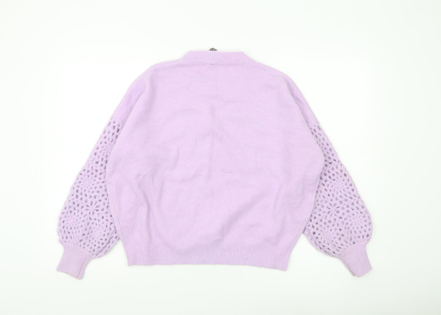 Golden Days Paris Womens Purple Crochet Sleeve Jumper M