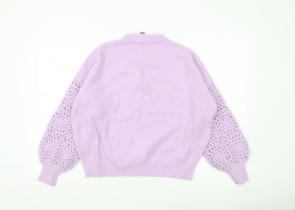 Golden Days Paris Womens Purple Crochet Sleeve Jumper M