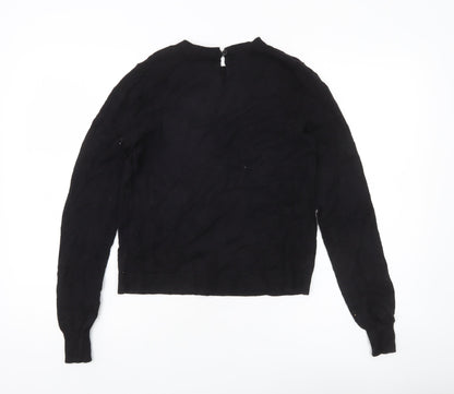 Oasis Womens Black Crew Neck Knit Jumper Size S Long Sleeve