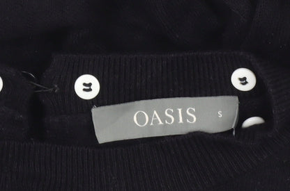 Oasis Womens Black Crew Neck Knit Jumper Size S Long Sleeve