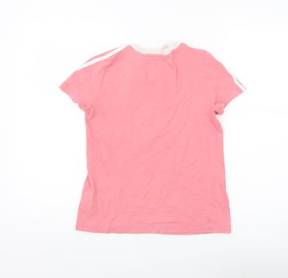 Adidas Girls Pink V-Neck Sports T-Shirt 11-12 Years Cotton Activewear