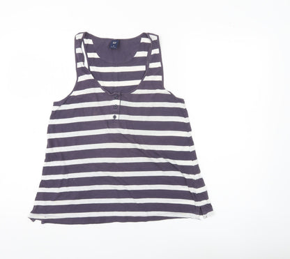 GAP Women’s Striped Tank Top M Grey White Cotton Casual