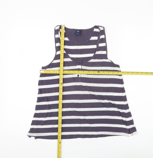 GAP Women’s Striped Tank Top M Grey White Cotton Casual