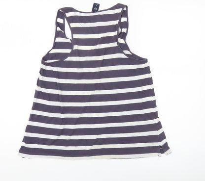 GAP Women’s Striped Tank Top M Grey White Cotton Casual