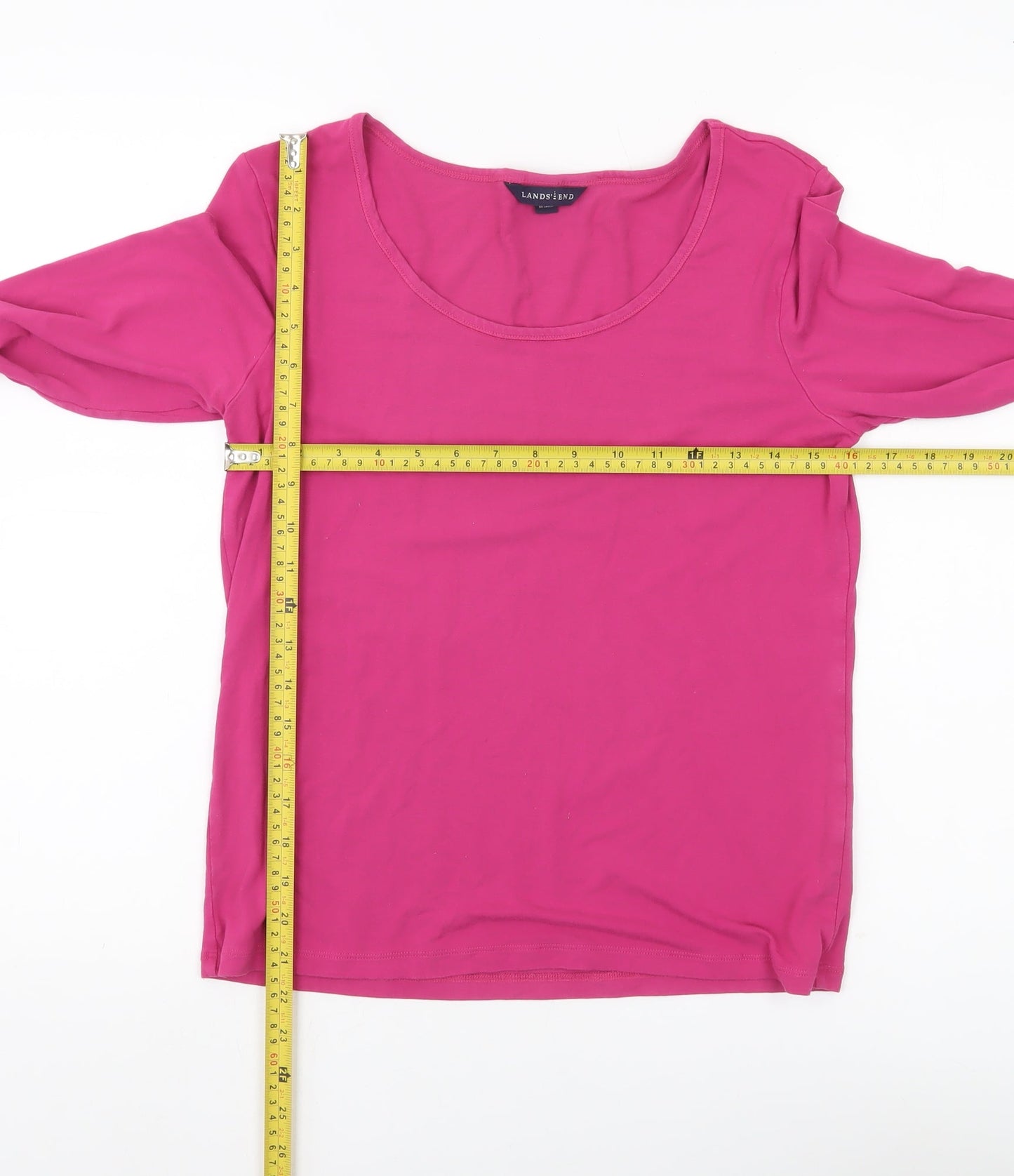 Womens UK Size 6 Lands' End Pink Basic T-Shirt