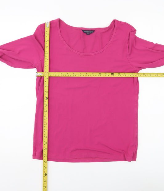 Lands' End Women's Pink Size 6 Scoop Neck Long Sleeve Jersey T-Shirt