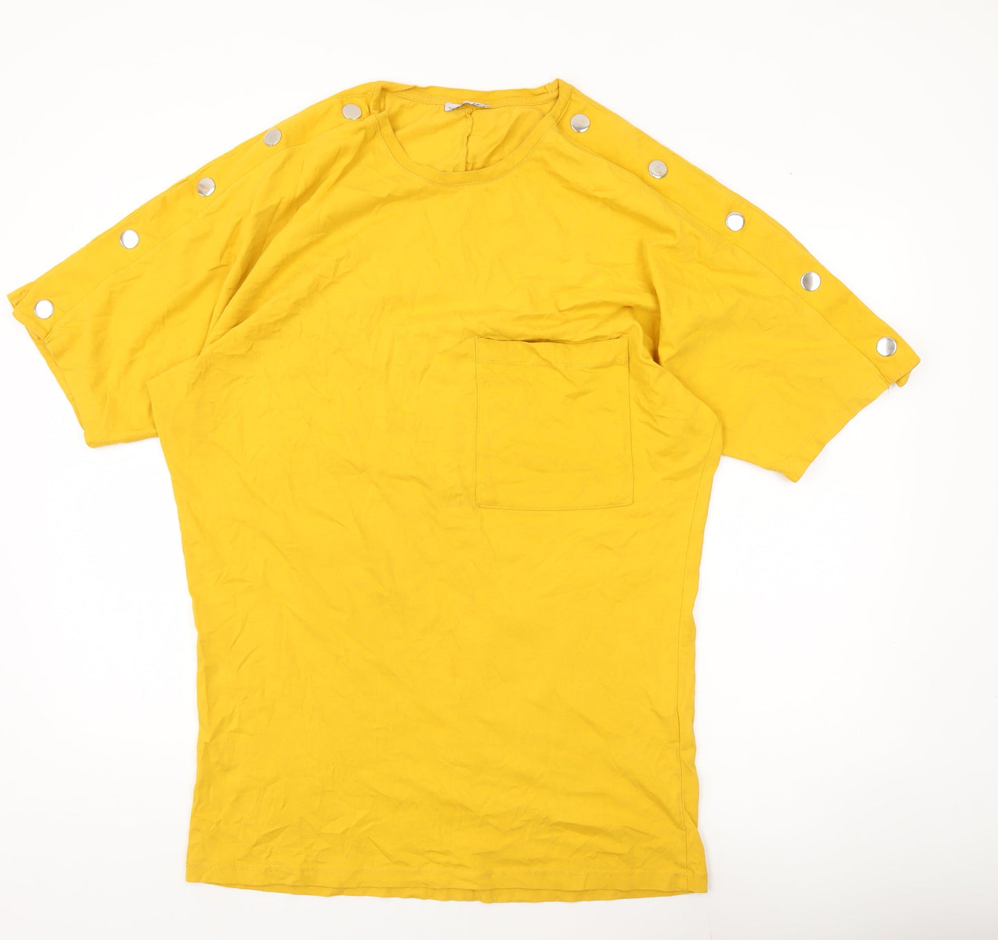 Womens UK Size M Zara Yellow Basic T-Shirt