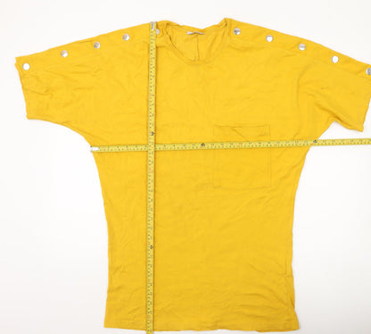 Womens UK Size M Zara Yellow Basic T-Shirt