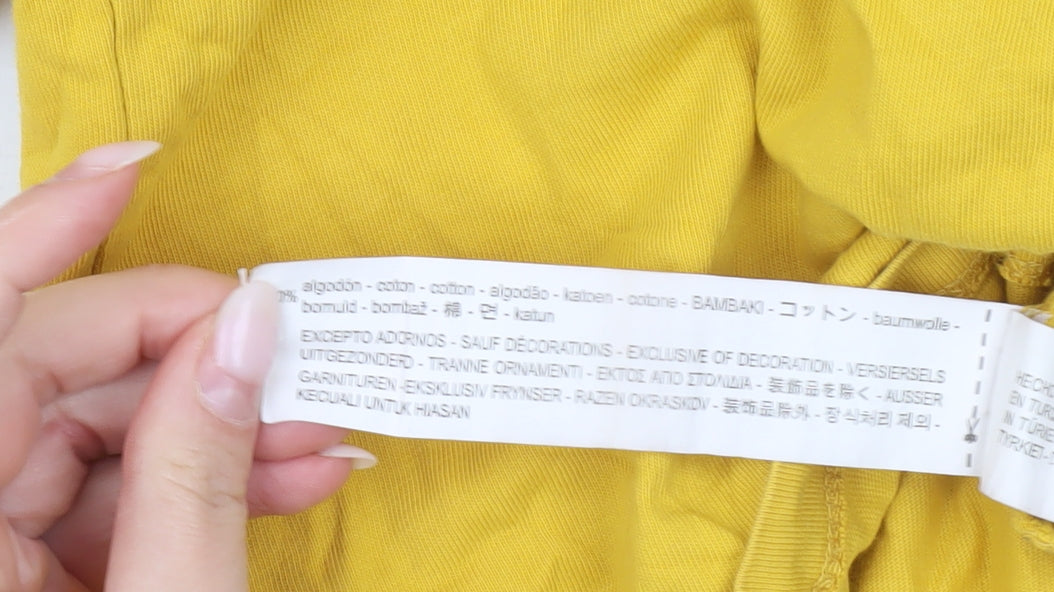 Womens UK Size M Zara Yellow Basic T-Shirt