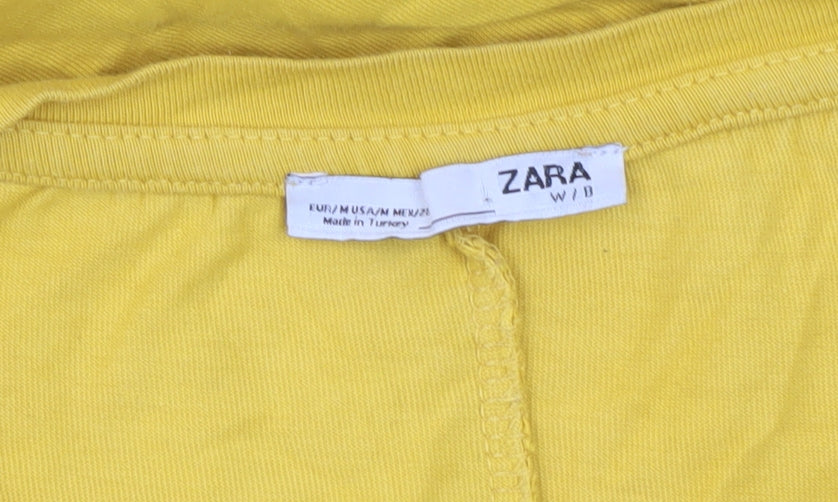 Womens UK Size M Zara Yellow Basic T-Shirt