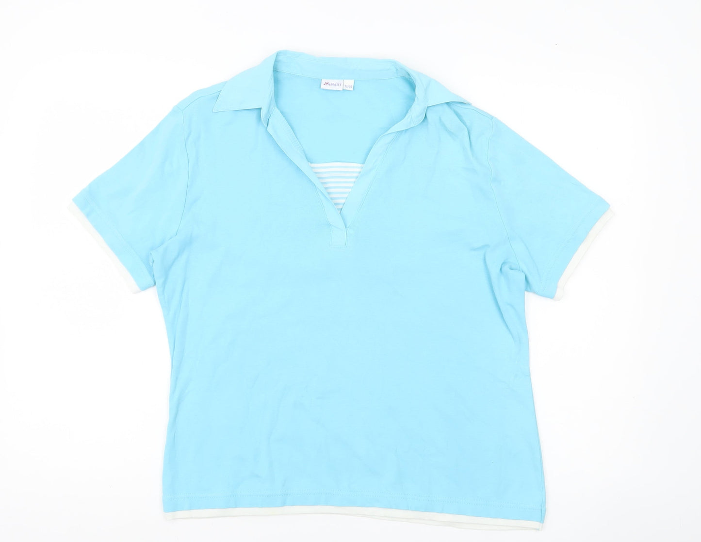 Damart Women’s Blue Cotton Polo Shirt Size 14 Short Sleeve Casual