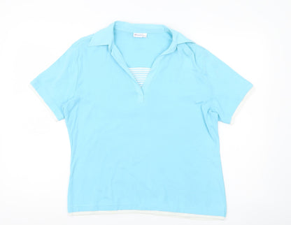 Damart Women’s Blue Cotton Polo Shirt Size 14 Short Sleeve Casual